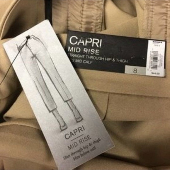 Apt. 9 Essentials Capri Pants Beige Khaki Slim Straight Uniform Stretch Midcalf - Picture 5 of 5